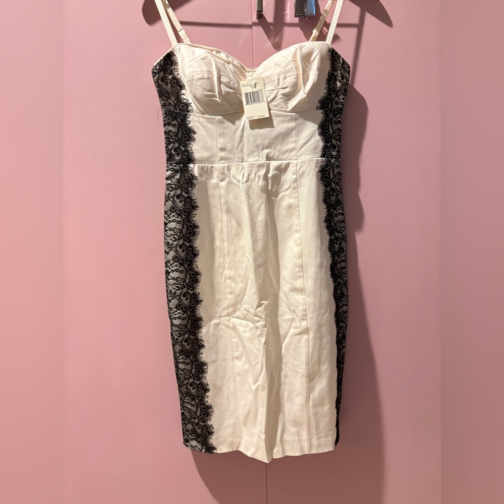 Elegant Cream and Black Guess Lace Dress - NWT